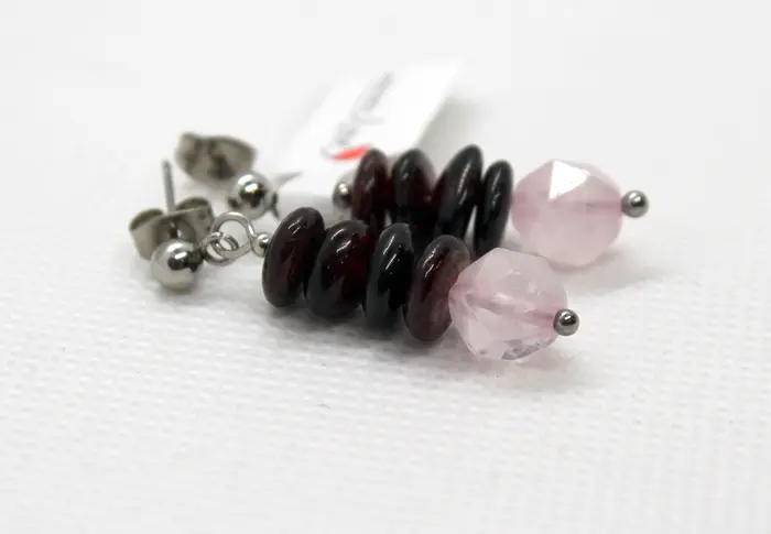 11 - עגילים מגארנט וקווארץ