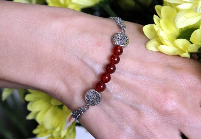 87 - צמיד מקרנליאן ואבני כסף עתיק