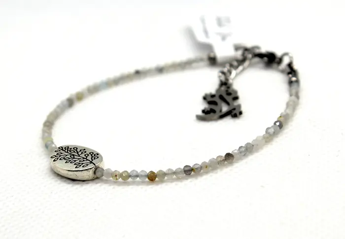 34 - צמיד מלברדוריט ואבני כסף עתיק