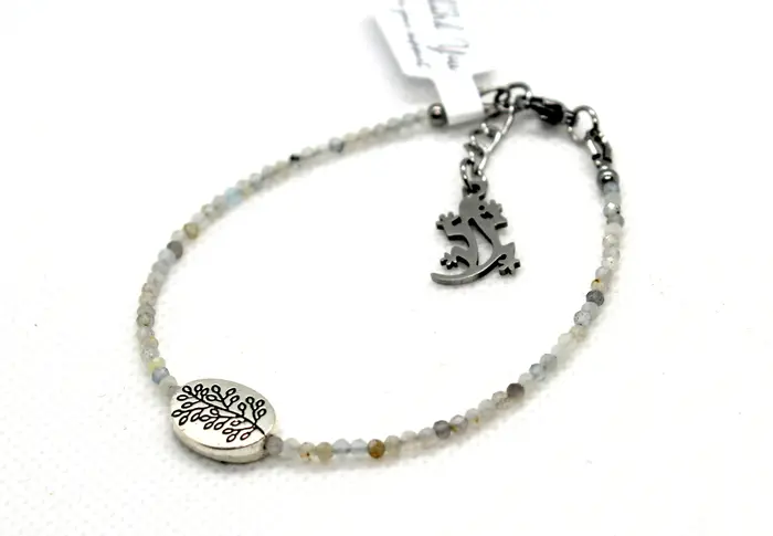 34 - צמיד מלברדוריט ואבני כסף עתיק