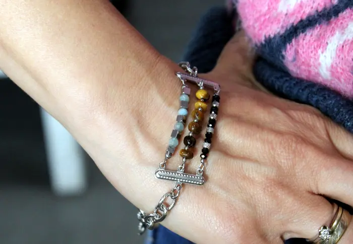 29 - צמיד מספינל שחור, אבן עין הנמר ואפטיט